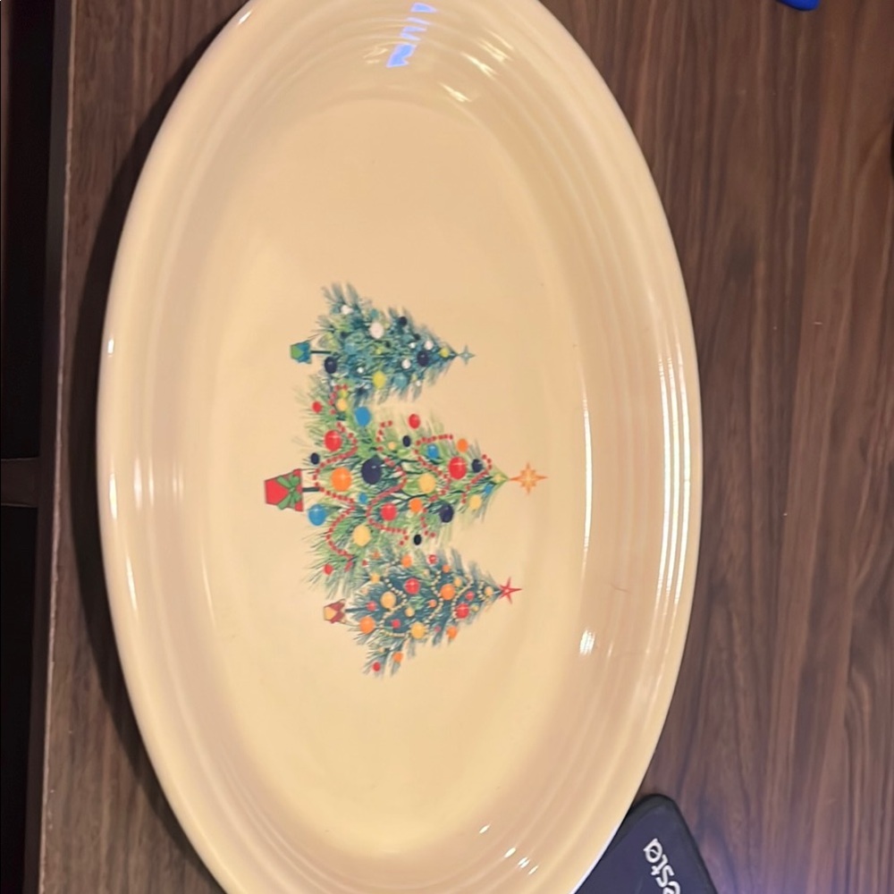 Festive Christmas Tree Oval Platter